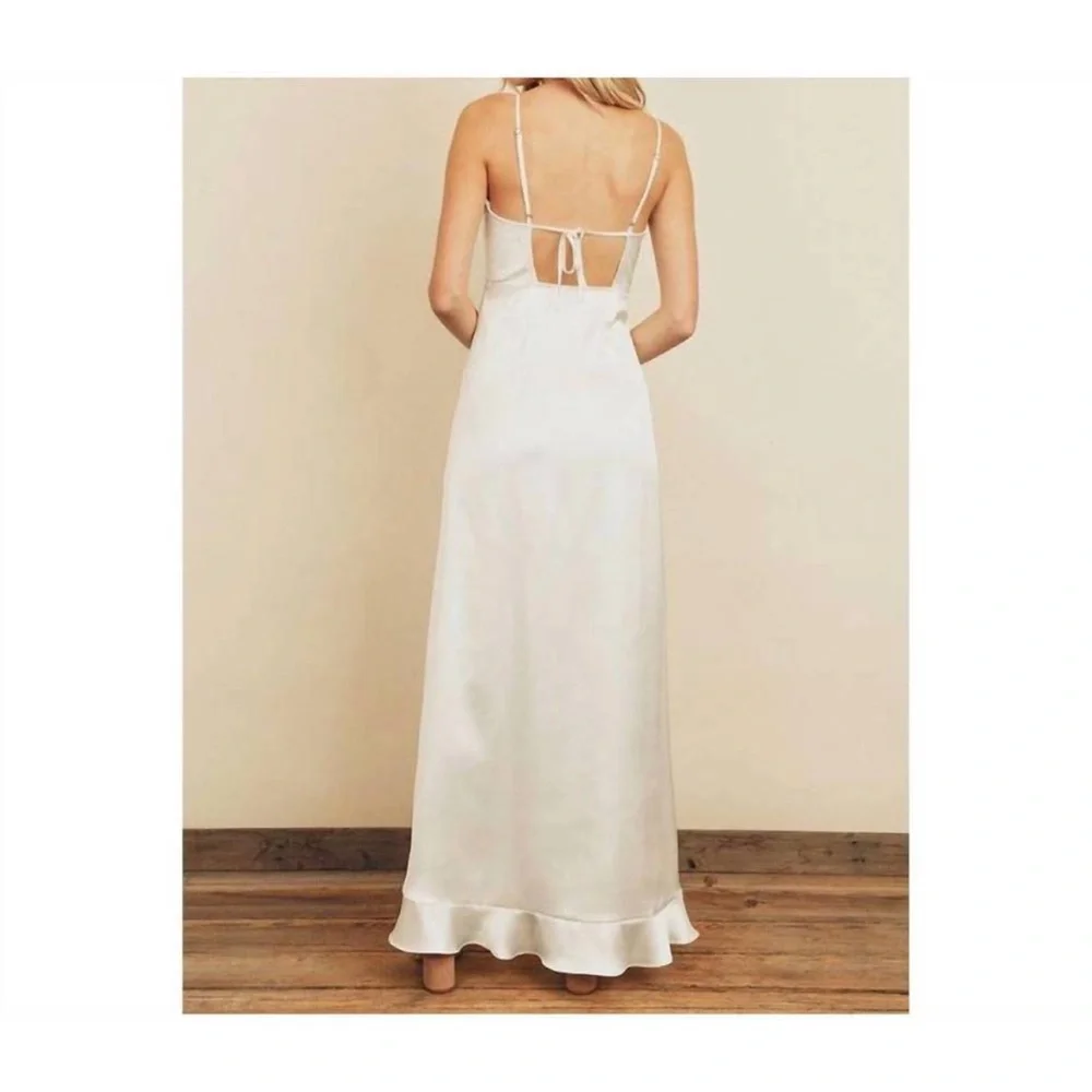 DRESS FORUM kelsey asymmetrical ruffle hem maxi dress in white 4 - Picture 2 of 12